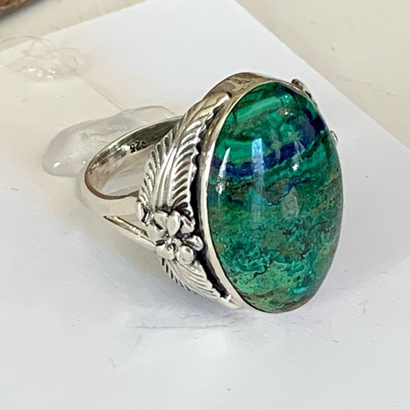 The girl with kaleidoscope eyes Jewelry - Azurite in Malachite Southwestern Sterling Ring